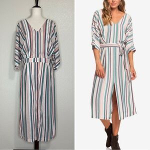 NWOT Roxy Run the Road 3/4 Sleeve Midi Dress, Sz Large
